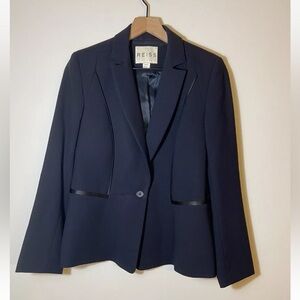 Reiss Womens Sz M 100% Wool Single Breasted Blazer Jacket Black
